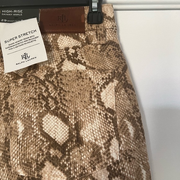 NWT Lauren Ralph Laure Women’s Snakeprint High-Rise Skinny Ankle Jeans Sz 8 - Picture 2 of 12